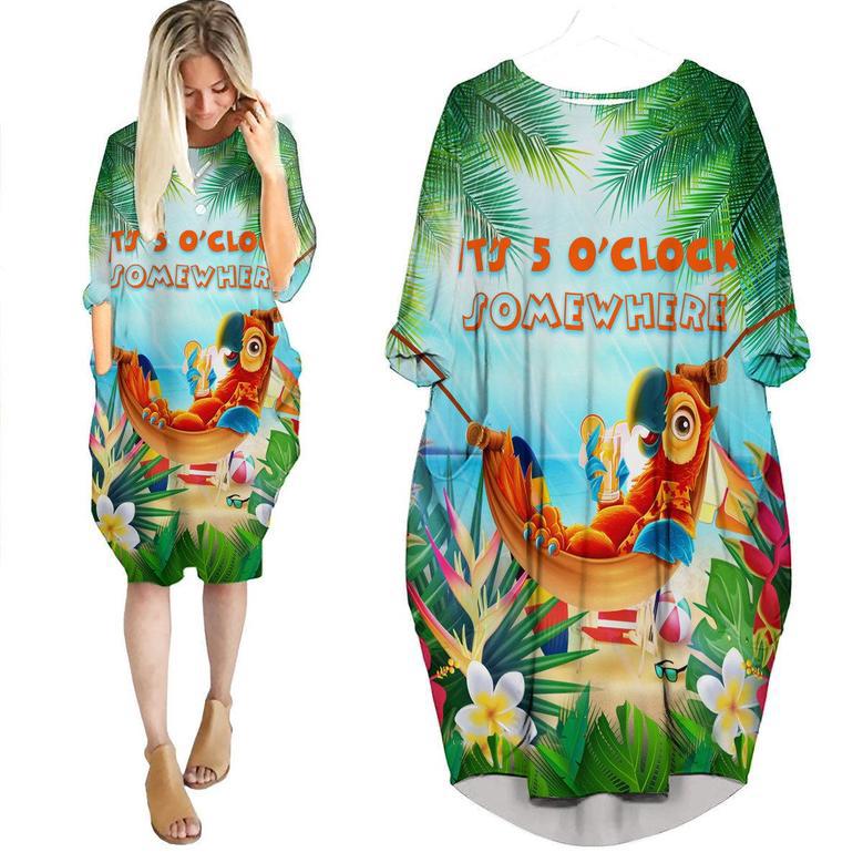 Party Parrot It's 5 O'Clock Somewhere Summer Long Sleeve Midi Dress