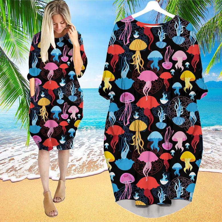 Rainbow Jellyfish Long Sleeve Midi Dress