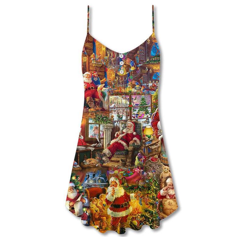 Santa Christmas Happy Holiday Season Of Joy - V-Neck Sleeveless Cami Dress