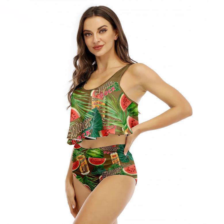 Shiner Bock Watermelon Ruffled Vest Swimsuit