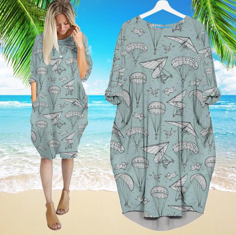 Skydiving Tropical Long Sleeve Midi Dress