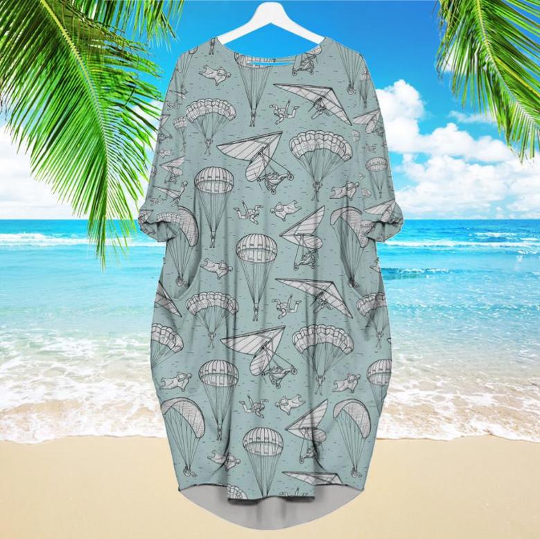 Skydiving Tropical Long Sleeve Midi Dress