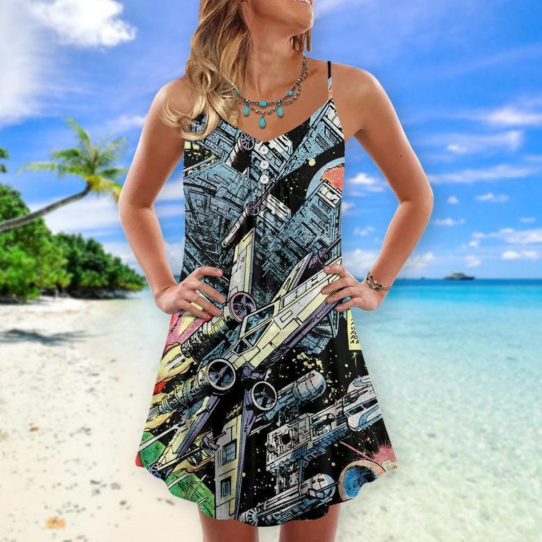 Star Wars Han Solo Spaceship - V-Neck Sleeveless Cami Dress