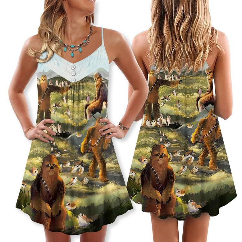 Star Wars The Last Jedi Chewbacca & Porgs - V-Neck Sleeveless Cami Dress