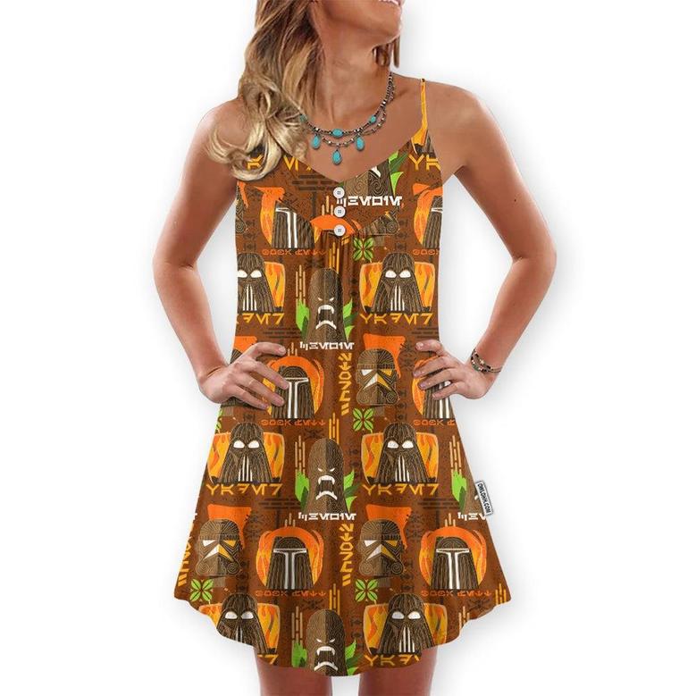 Star Wars Tiki Art Funny - V-Neck Sleeveless Cami Dress