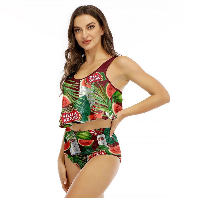 Stella Artois Watermelon Ruffled Vest Swimsuit