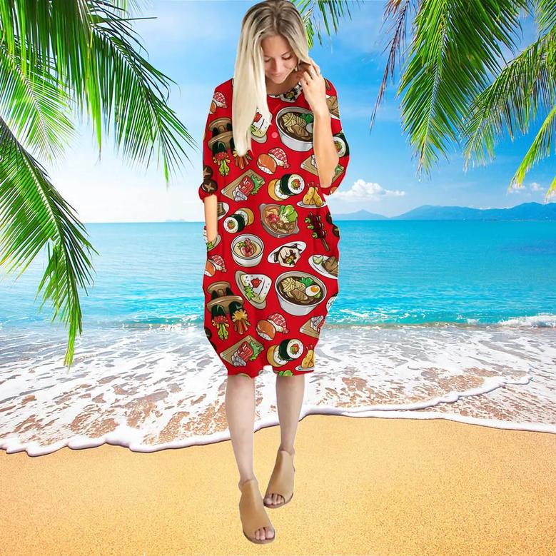 Sushi High Feeling Style Long Sleeve Midi Dress