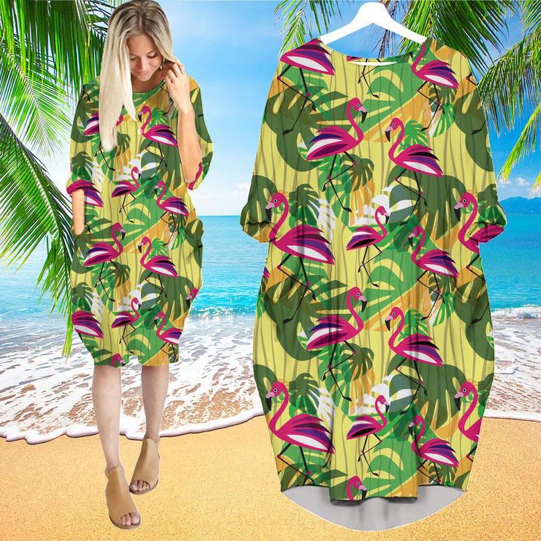 Thou Shall Not Try Me Flamingo Tropical Long Sleeve Midi Dress