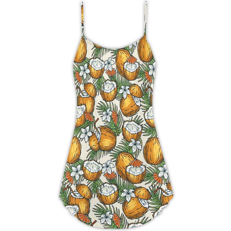 Tiki Tradition Tribal Mask And Coconut Tropical - V-Neck Sleeveless Cami Dress