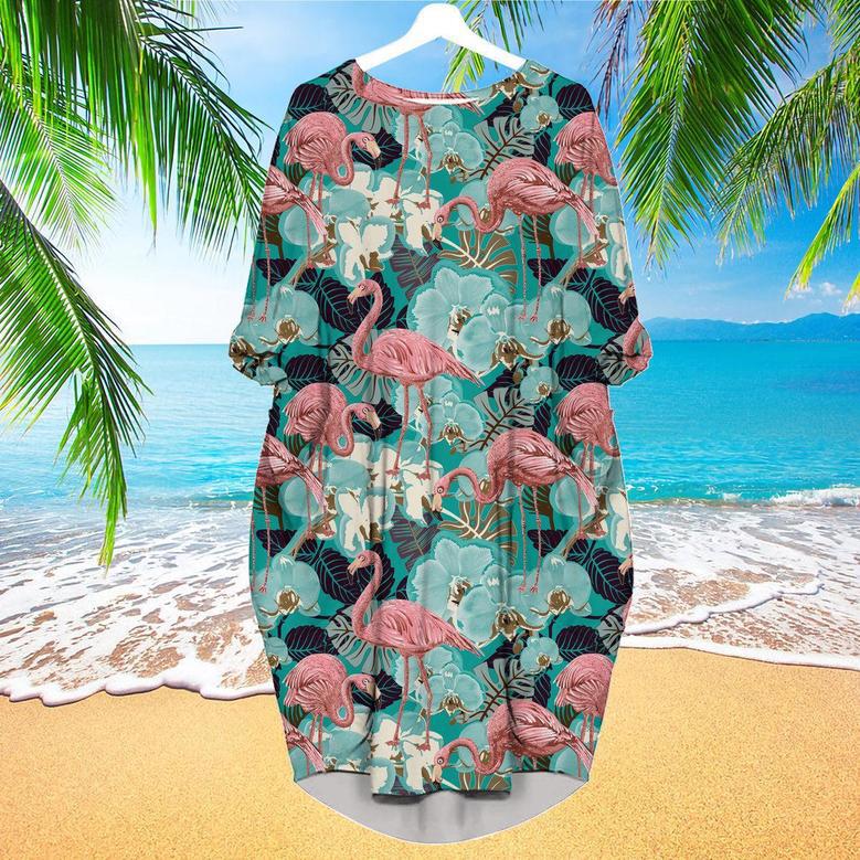 Today I'm Just Flamazing Flamingo Tropical Long Sleeve Midi Dress