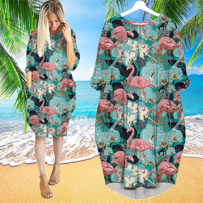 Today I'm Just Flamazing Flamingo Tropical Long Sleeve Midi Dress