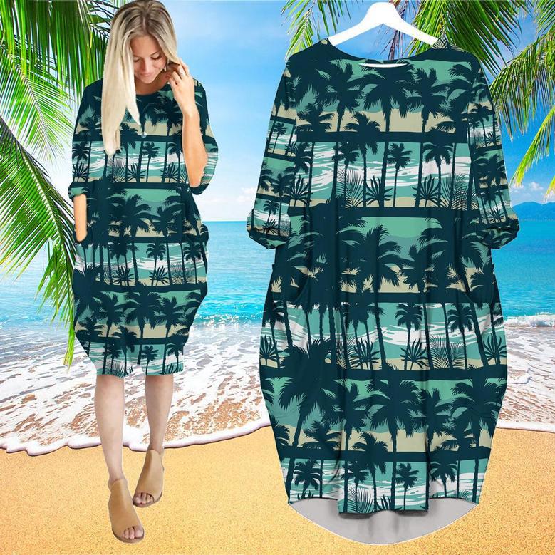 Tropical Vintage Long Sleeve Midi Dress