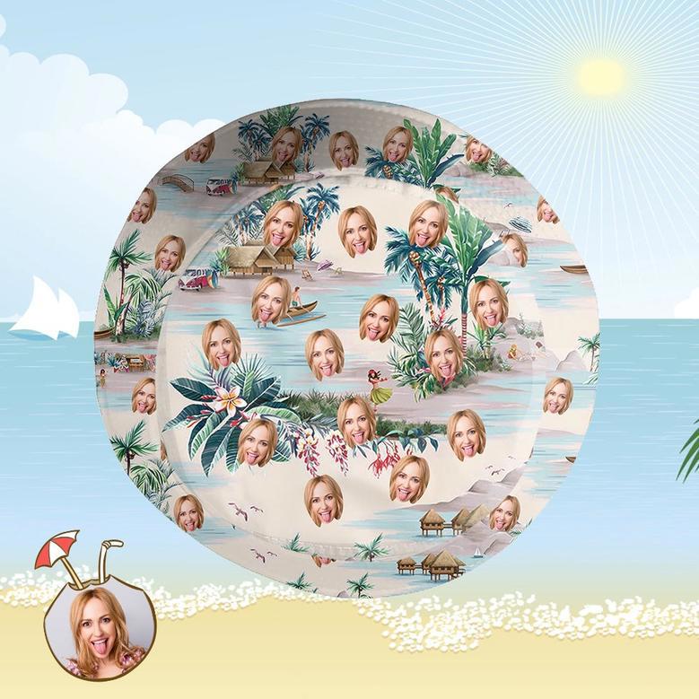 Custom Bucket Hat Personalized Face All Over Print Tropical Flower Print Hawaiian Fisherman Hat - Sea View