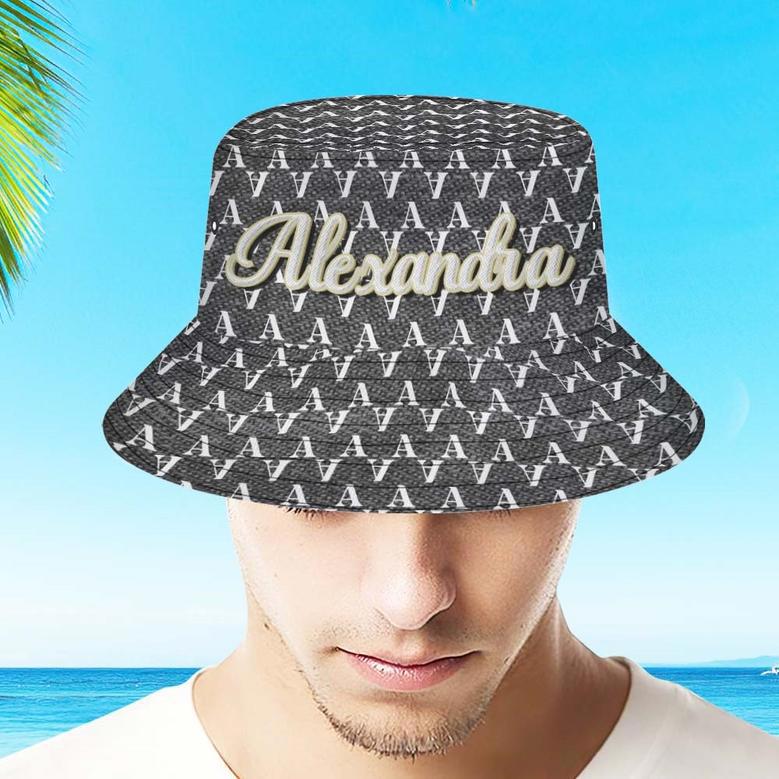 Custom Bucket Hat Unisex Black Fisherman Hat Personalized Your Name