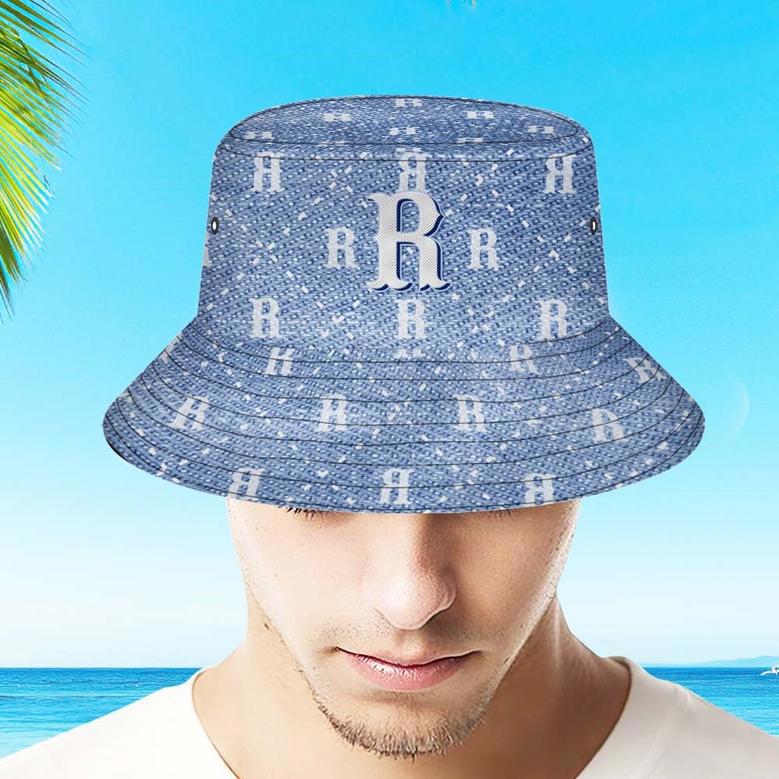 Custom Bucket Hat Unisex Blue Plaid Fisherman Hat Personalized Letter