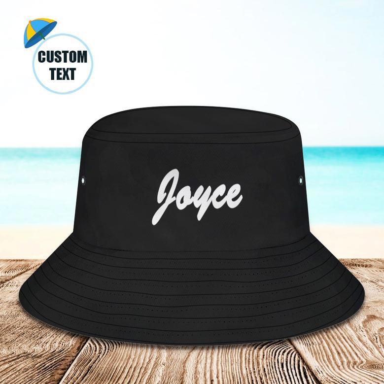 Custom Bucket Hat Unisex Bucket Hat With Text Personalize Wide Brim Outdoor Summer Cap Hiking Beach Sports Hats Gift For Lover Black