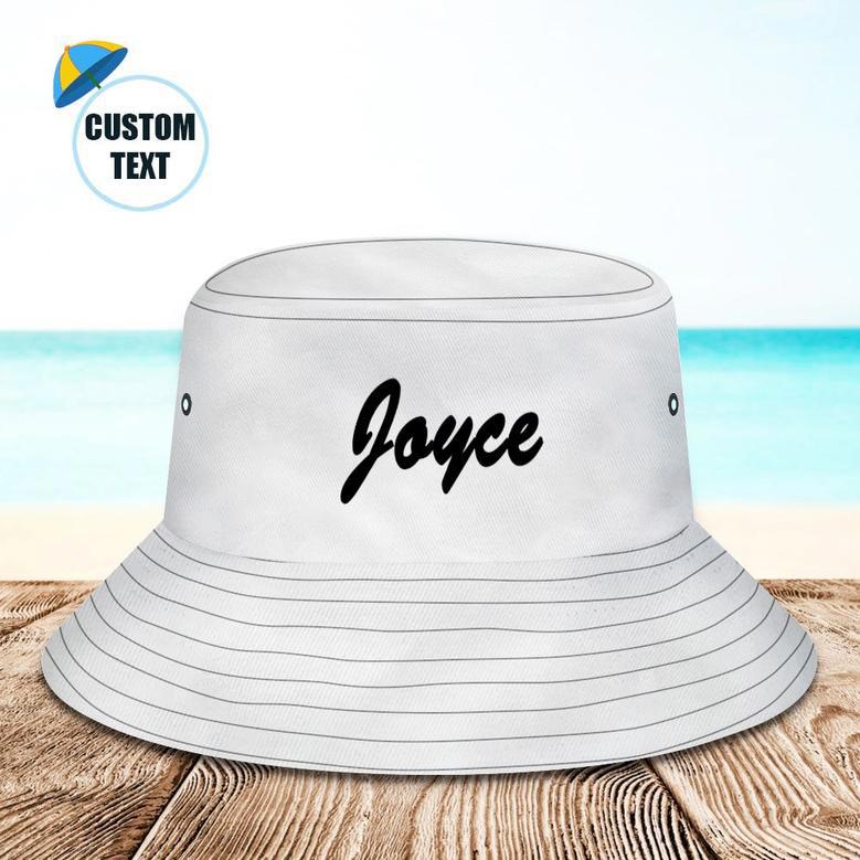 Custom Bucket Hat Unisex Bucket Hat With Text Personalize Wide Brim Outdoor Summer Cap Hiking Beach Sports Hats Gift For Lover Blue