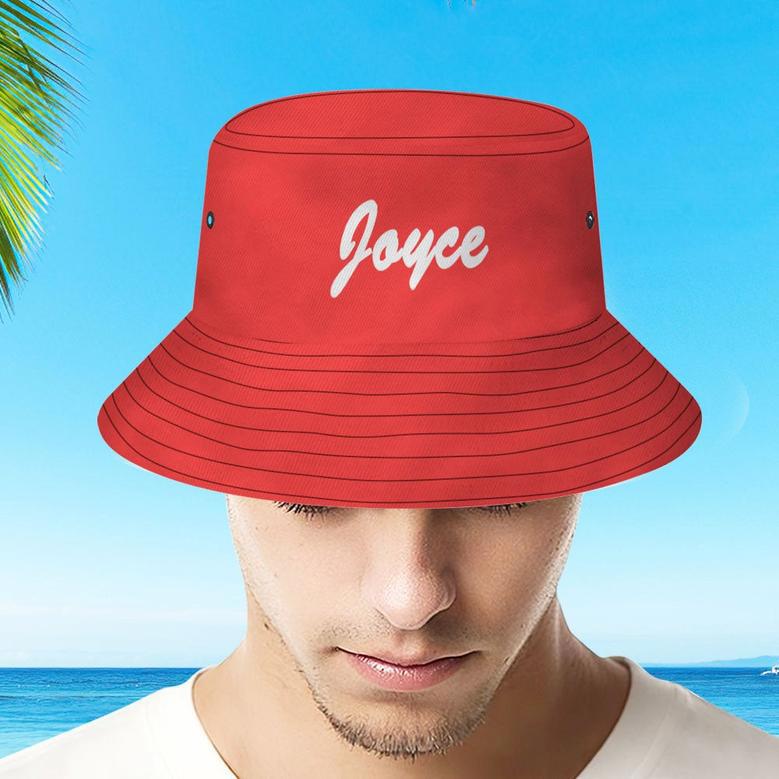 Custom Bucket Hat Unisex Bucket Hat With Text Personalize Wide Brim Outdoor Summer Cap Hiking Beach Sports Hats Gift For Lover Red