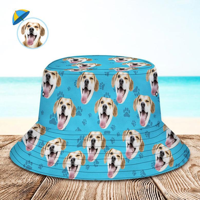 Custom Bucket Hat Unisex Face Bucket Hat Personalize Wide Brim Outdoor Summer Cap Hiking Beach Sports Hats Gift For Lover-Dog Pattern Bucket Hat