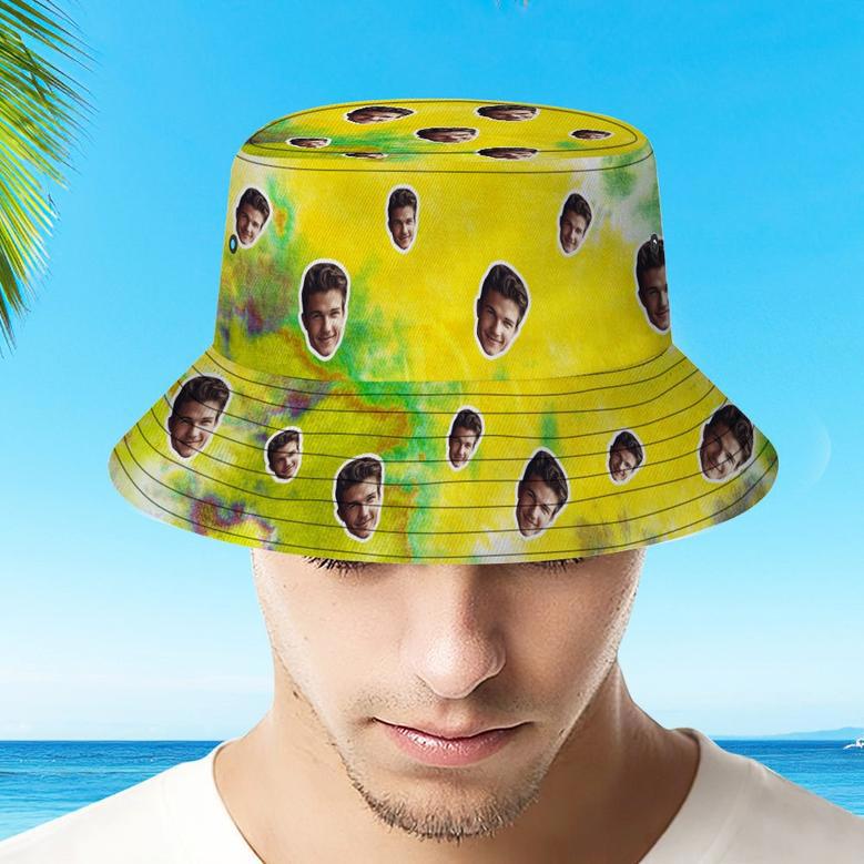 Custom Bucket Hat Unisex Face Bucket Hat Personalized Wide Brim Outdoor Summer Cap Hiking Beach Sports Hats Tie Dye Style