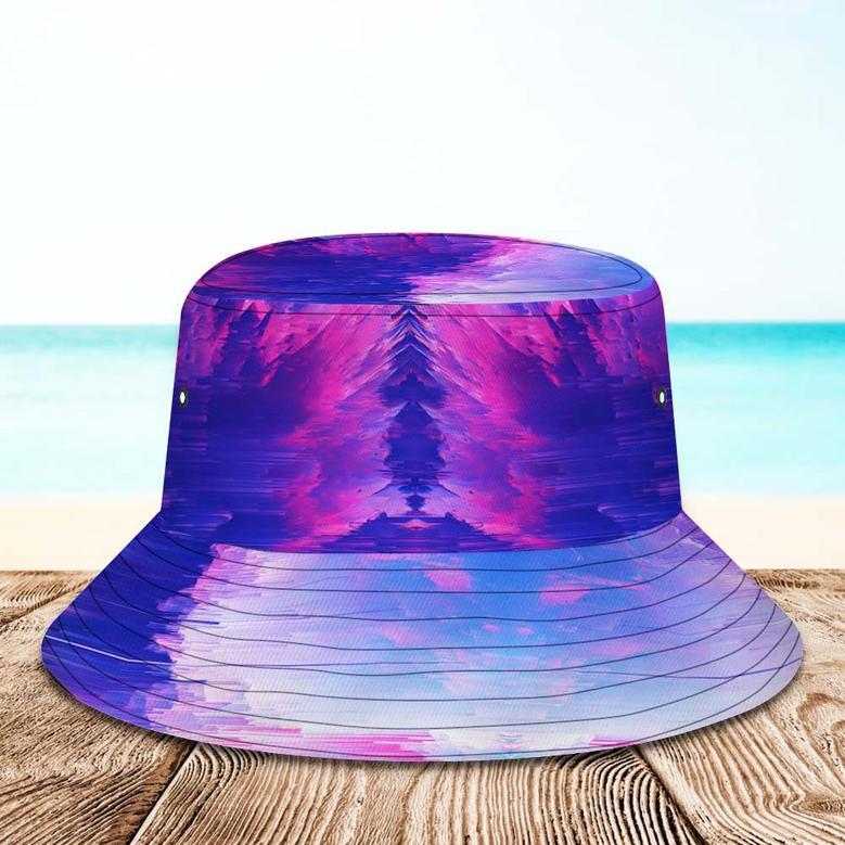 Custom Bucket Hat Unisex Personalized Face Hiking Beach Sports Hats Purple And Pink Abstract Texture