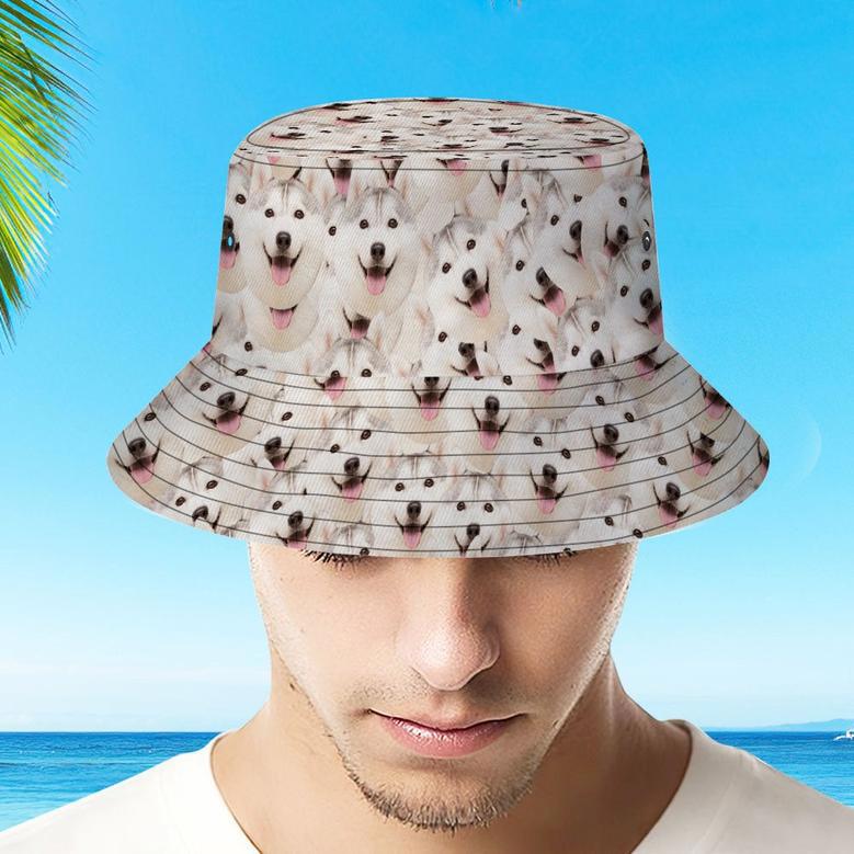 Custom Bucket Hat Unisex Pet Face Mash Bucket Hat Personalize Wide Brim Outdoor Summer Cap Hiking Beach Sports Hats Gift For Lover