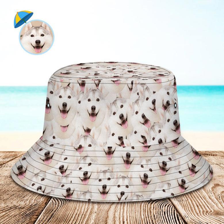 Custom Bucket Hat Unisex Pet Face Mash Bucket Hat Personalize Wide Brim Outdoor Summer Cap Hiking Beach Sports Hats Gift For Lover