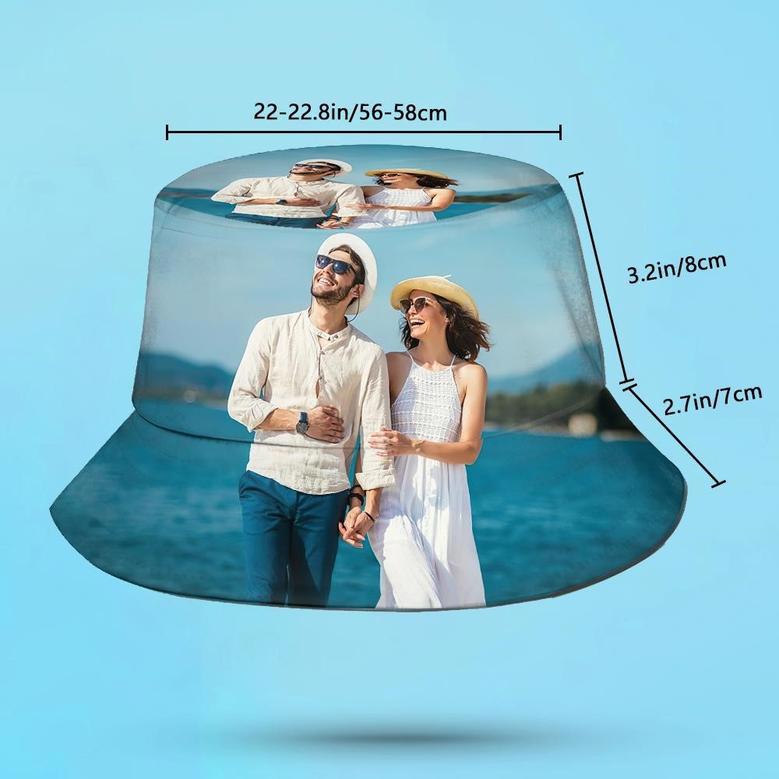 Custom Bucket Hat Unisex Photo Bucket Hat Personalize Wide Brim Outdoor Summer Beach Sports Hats Gift