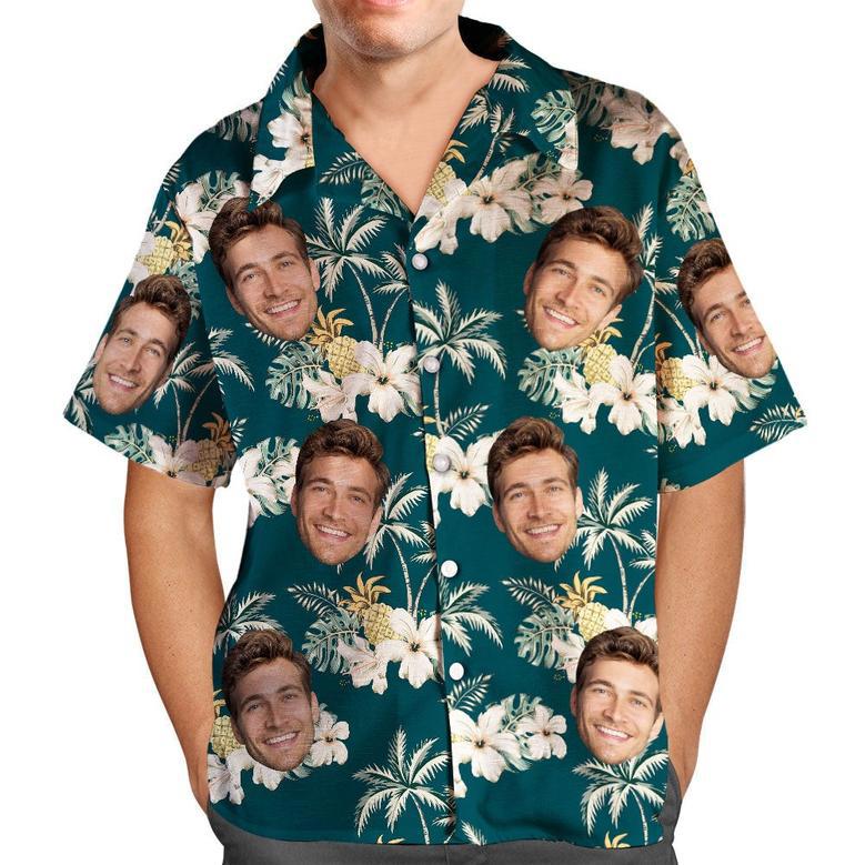 Custom Dog Face Hawaiian Shirt Funky Vintage Hawaiian Shirt Casual Button-Down Short Sleeve