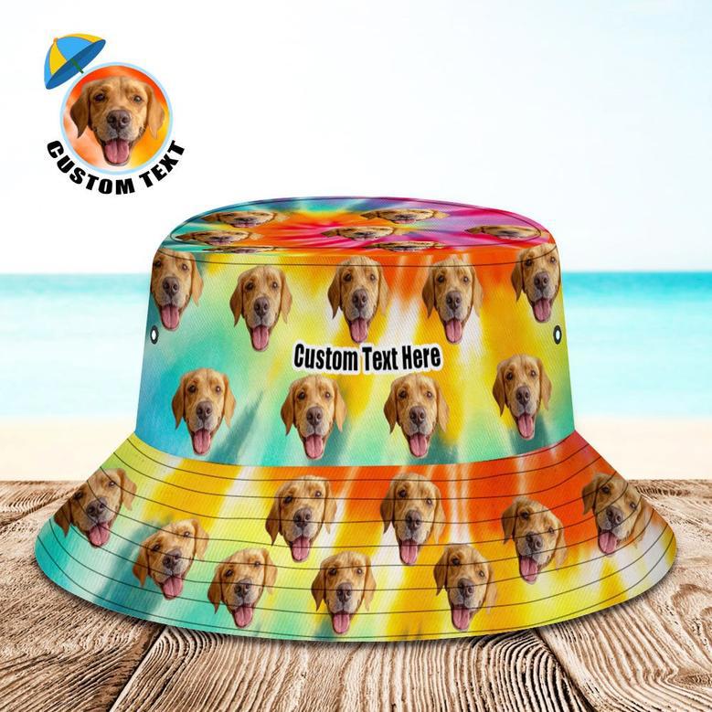 Custom Extra Large Bucket Hats Unisex Face Bucket Hat Personalize Wide Brim Outdoor Summer Cap Hiking Beach Sports Hats Rainbow Color Bucket Hat Gift For Lover