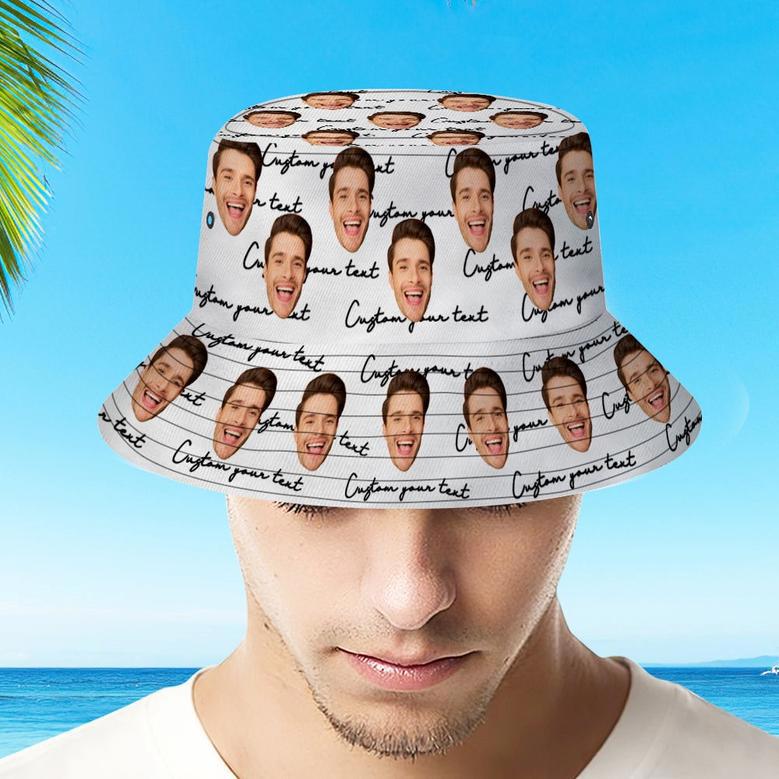 Custom Face Bucket Hat Personalized Unisex Summer Sun Hat Fisherman Cap