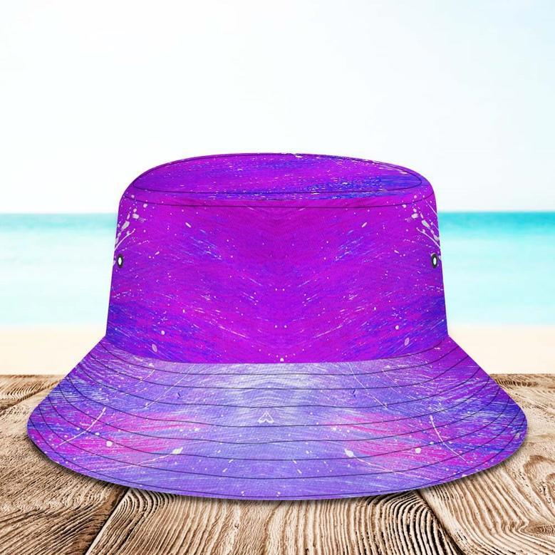 Custom Face Bucket Hat Personalized Wide Brim Outdoor Unisex Summer Hats Purple Oil Painting Style