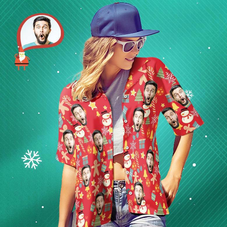 Custom Face Family Matching Hawaiian Outfit Christmas Pool Party Parent-Child Wears - Merry Christmas