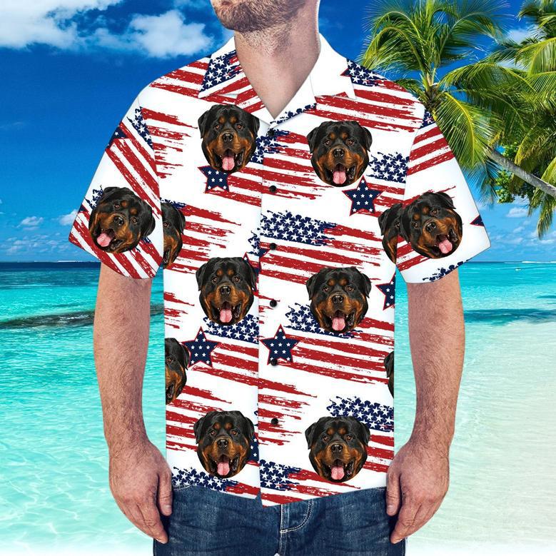 Custom Face Hawaiian Shirt America Flag Hawaiian Shirt For Beach Party