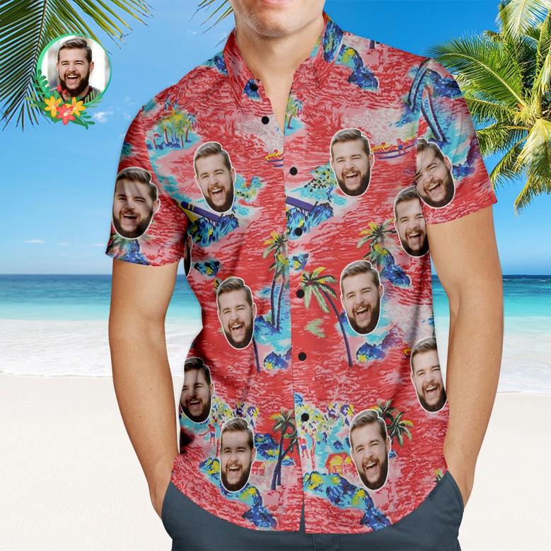 Custom Face Hawaiian Shirt Beautiful Scenery Personalized Shirt With Your Face