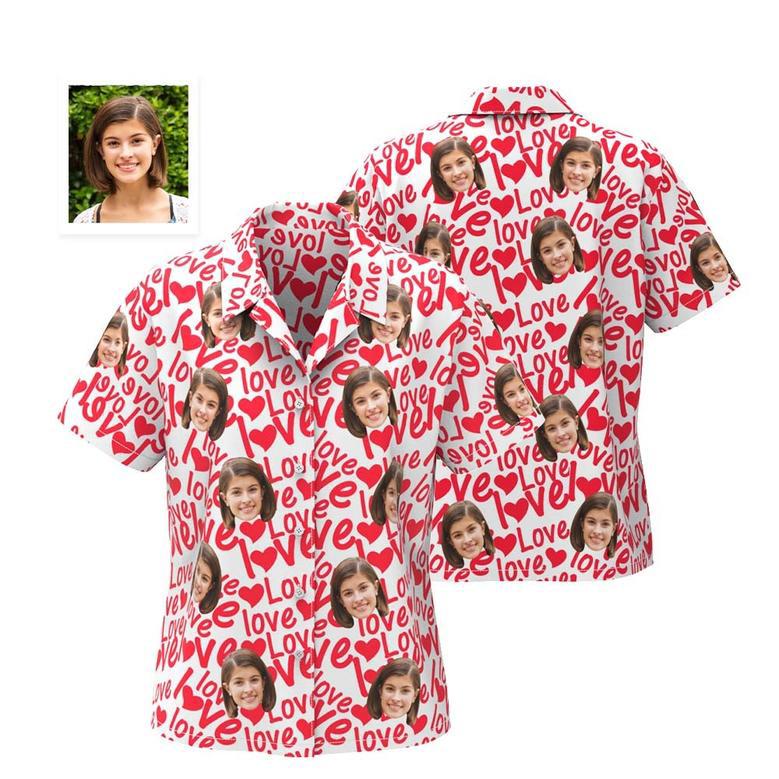 Custom Face Hawaiian Shirt For Men All Over Printed Love Shirt Valentine's Day Gifts For Him