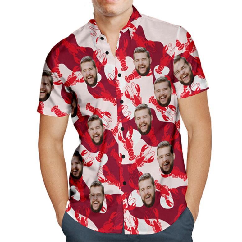 Custom Face Hawaiian Shirt Lobster Style Personalized Face Shirt