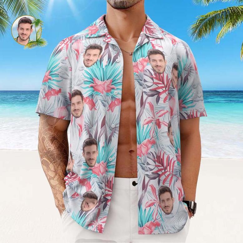 Custom Face Hawaiian Shirt Men's All Over Print Aloha Shirt Gift Romantic Hawaiian Style