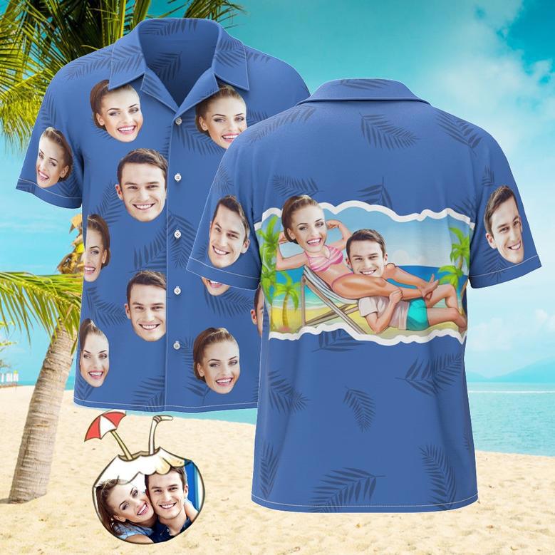 Custom Face Hawaiian Shirt Men's All Over Print Hawaiian Shirt Vacation With Girlfriend