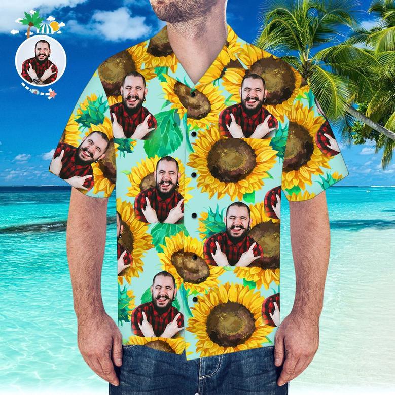 Custom Face Hawaiian Shirt Personalized Hawaiian Shirt Summer Sunflower Shirt