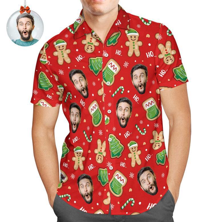 Custom Face Hawaiian Shirts A Cosy Little Men's Christmas Shirts Gift