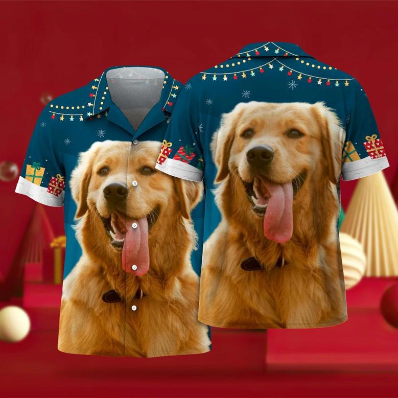 Custom Face Hawaiian Shirts Personalized Photo Gift Men's Christmas Shirts For Pet Lovers - Stars And Gifts