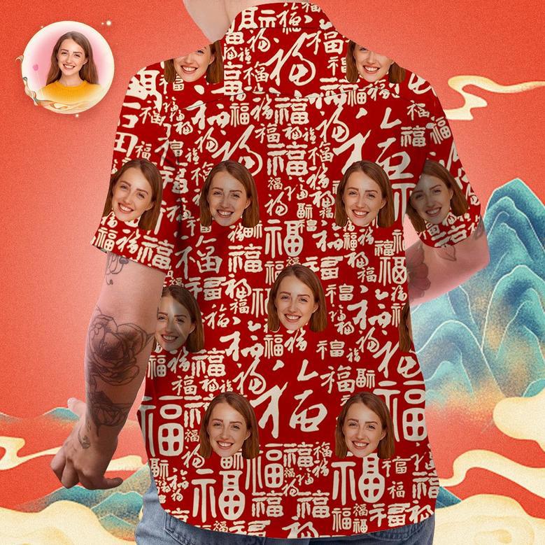 Custom Face Hawaiian Shirts Personalized Photo Shirt Chinese ''Fu''