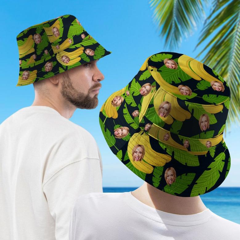 Custom Face Hawaiian Style Bucket Hat Double-Side-Wear Reversible Funny Fisherman Hat