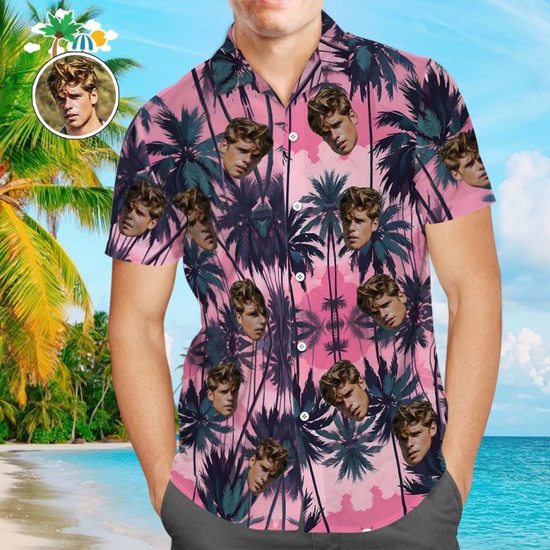 Custom Face Leaves Hawaiian Shirt Flamingo Hawaiian Shirt For Dad