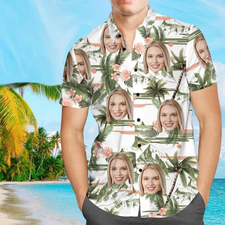 Custom Face Personalized Hawaiian Shirt All Over Print Coconut Tree