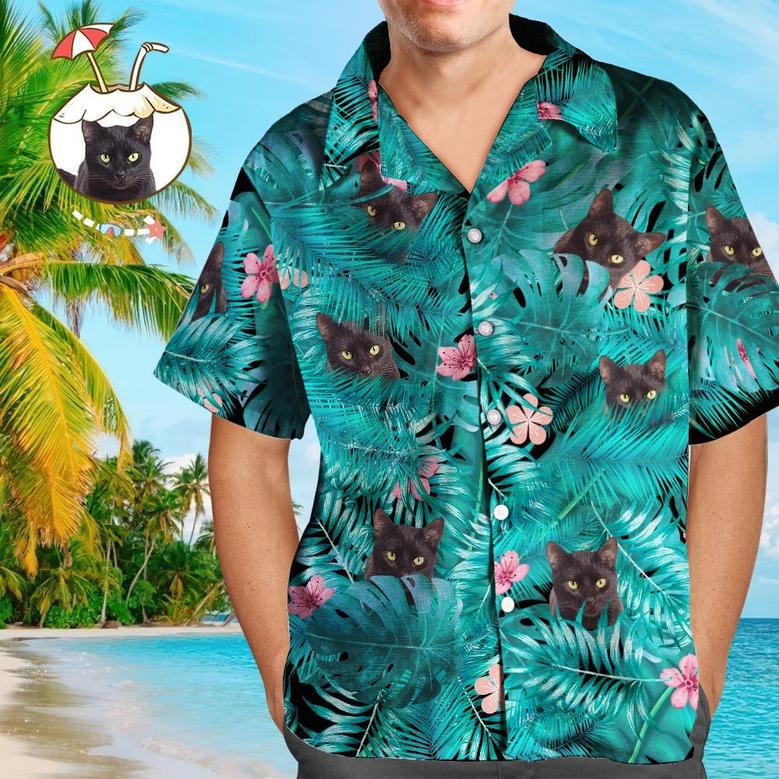 Custom Face Shirt Men's Hawaiian Shirt Black Cat