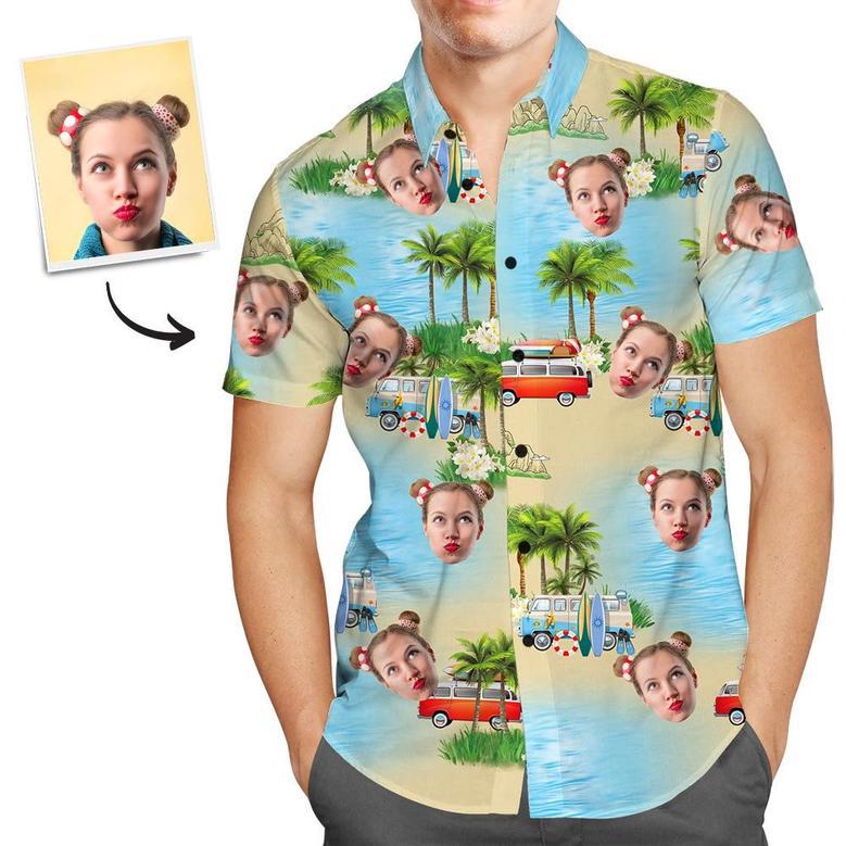 Custom Face Shirt Men's Hawaiian Shirt Island Vacation