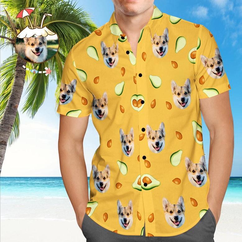 Custom Hawaiian Shirt With Dog On It Personalized Hawaiian Shirt Avocado Beach Shirt