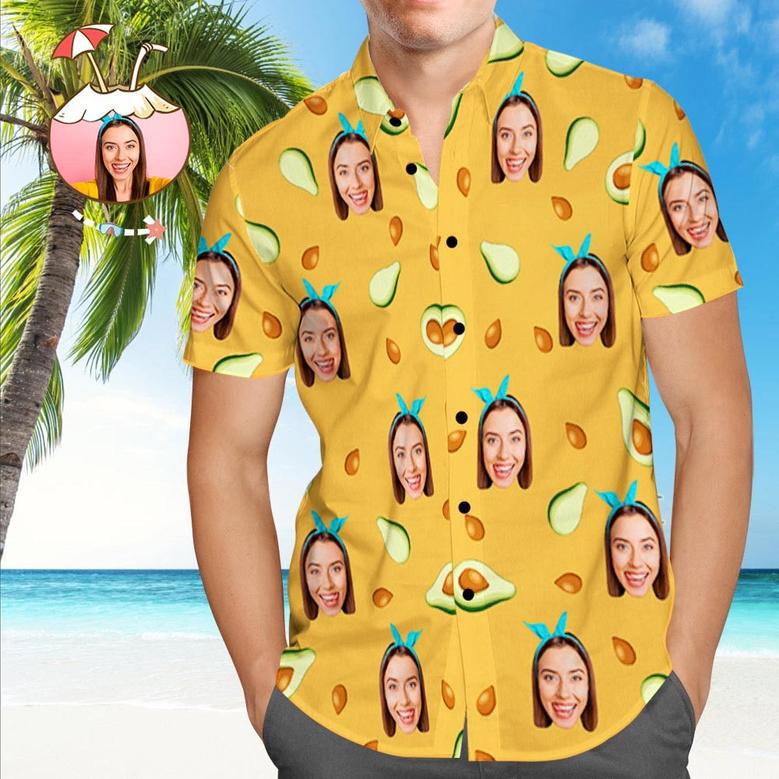 Custom Hawaiian Shirt With Dog On It Personalized Hawaiian Shirt Avocado Beach Shirt